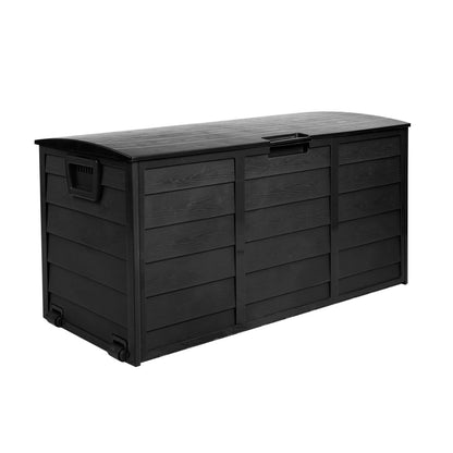 Gardeon Outdoor Storage Box 290L Lockable Organiser Garden Deck Shed All Black - OZ Home Deals