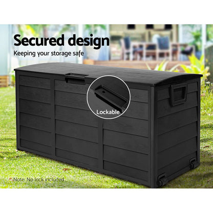 Gardeon Outdoor Storage Box 290L Lockable Organiser Garden Deck Shed All Black - OZ Home Deals
