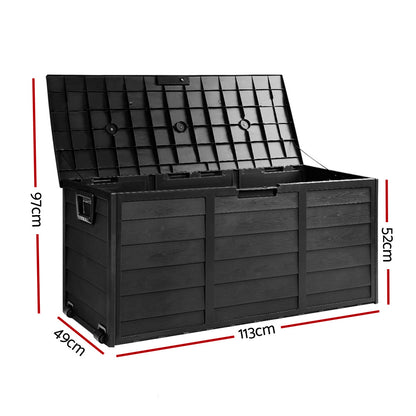 Gardeon Outdoor Storage Box 290L Lockable Organiser Garden Deck Shed All Black - OZ Home Deals