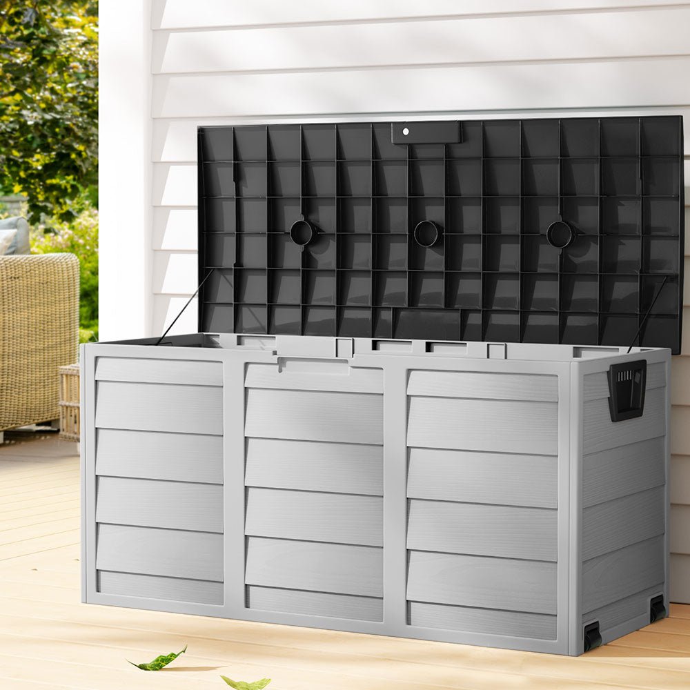 Gardeon Outdoor Storage Box 290L Lockable Organiser Garden Deck Shed Tool Black - OZ Home Deals