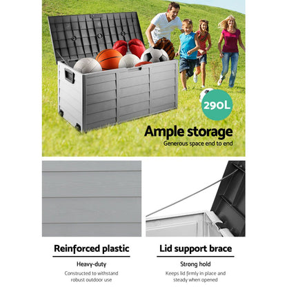 Gardeon Outdoor Storage Box 290L Lockable Organiser Garden Deck Shed Tool Black - OZ Home Deals