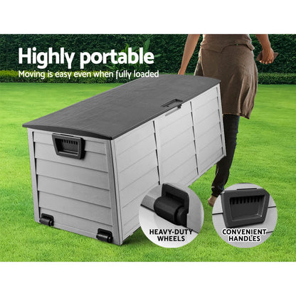 Gardeon Outdoor Storage Box 290L Lockable Organiser Garden Deck Shed Tool Black - OZ Home Deals