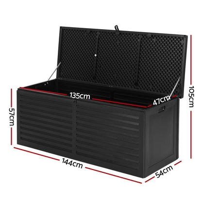 Gardeon Outdoor Storage Box 390L Container Lockable Garden Bench Shed Tools Toy All Black - OZ Home Deals