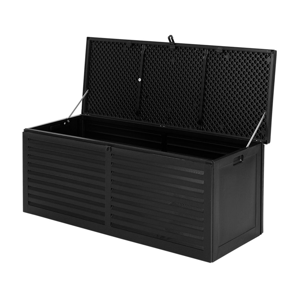 Gardeon Outdoor Storage Box 390L Container Lockable Garden Bench Shed Tools Toy All Black - OZ Home Deals