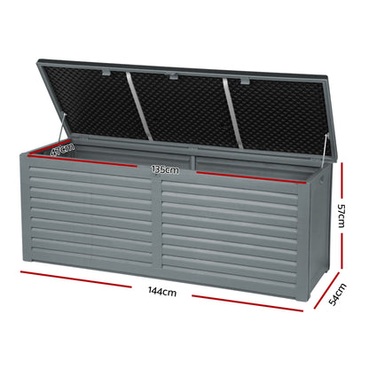 Gardeon Outdoor Storage Box 390L Container Lockable Garden Bench Tools Toy Shed Black - OZ Home Deals