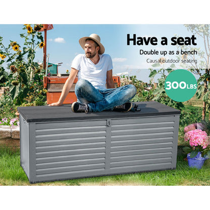Gardeon Outdoor Storage Box 390L Container Lockable Garden Bench Tools Toy Shed Black - OZ Home Deals