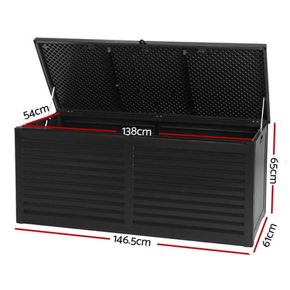 Gardeon Outdoor Storage Box 490L Container Lockable Garden Bench Shed Tools Toy All Black - OZ Home Deals