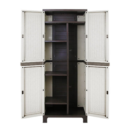 Gardeon Outdoor Storage Cabinet Box 173cm Lockable Cupboard Sheds Adjustable Rattan Beige - OZ Home Deals