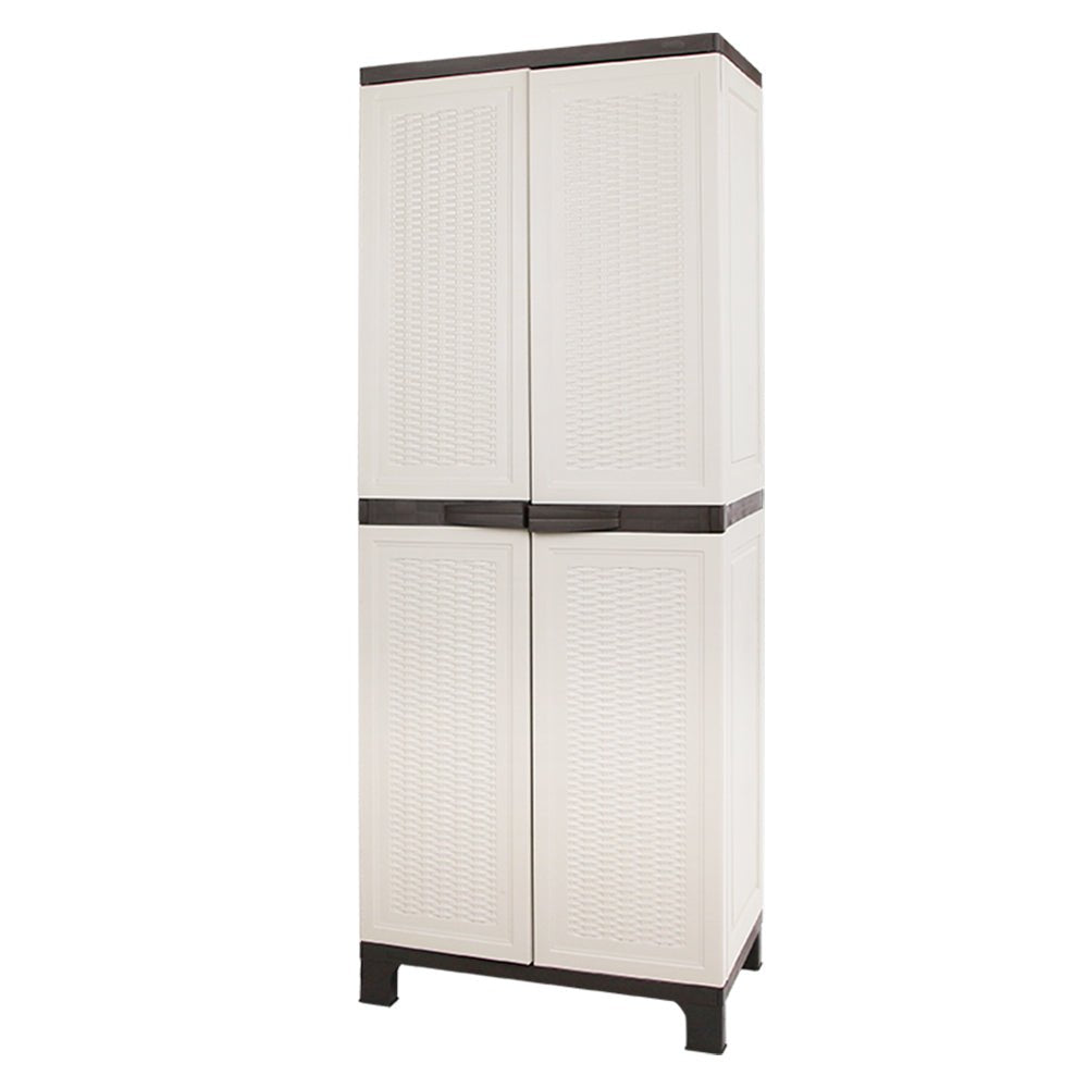 Gardeon Outdoor Storage Cabinet Box 173cm Lockable Cupboard Sheds Adjustable Rattan Beige - OZ Home Deals