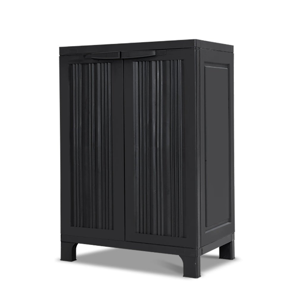 Gardeon Outdoor Storage Cabinet Box 92cm Lockable Cupboard Sheds Garage Adjustable Black - OZ Home Deals