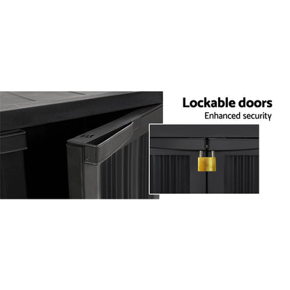Gardeon Outdoor Storage Cabinet Box 92cm Lockable Cupboard Sheds Garage Adjustable Black - OZ Home Deals