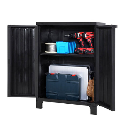 Gardeon Outdoor Storage Cabinet Box 92cm Lockable Cupboard Sheds Garage Adjustable Black - OZ Home Deals