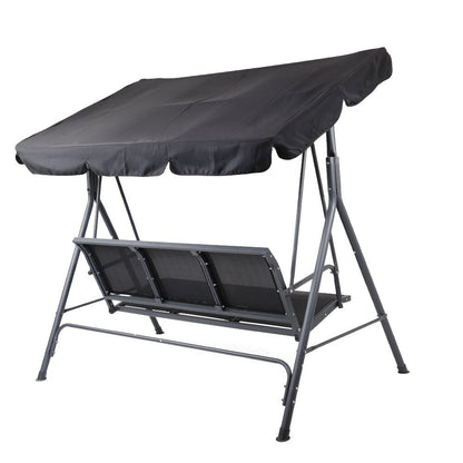 Gardeon Outdoor Swing Chair Garden Bench Furniture Canopy 3 Seater Mesh Black - OZ Home Deals