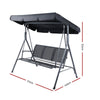 Gardeon Outdoor Swing Chair Garden Bench Furniture Canopy 3 Seater Mesh Black - OZ Home Deals