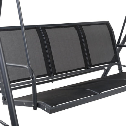 Gardeon Outdoor Swing Chair Garden Bench Furniture Canopy 3 Seater Mesh Black - OZ Home Deals