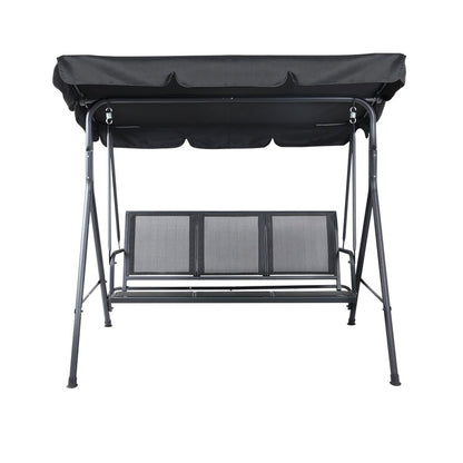 Gardeon Outdoor Swing Chair Garden Bench Furniture Canopy 3 Seater Mesh Black - OZ Home Deals