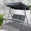 Gardeon Outdoor Swing Chair Garden Bench Furniture Canopy 3 Seater Mesh Black - OZ Home Deals