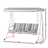 Gardeon Outdoor Swing Chair Garden Bench Furniture Canopy 3 Seater White Grey - OZ Home Deals
