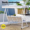 Gardeon Outdoor Swing Chair Garden Bench Furniture Canopy 3 Seater White Grey - OZ Home Deals