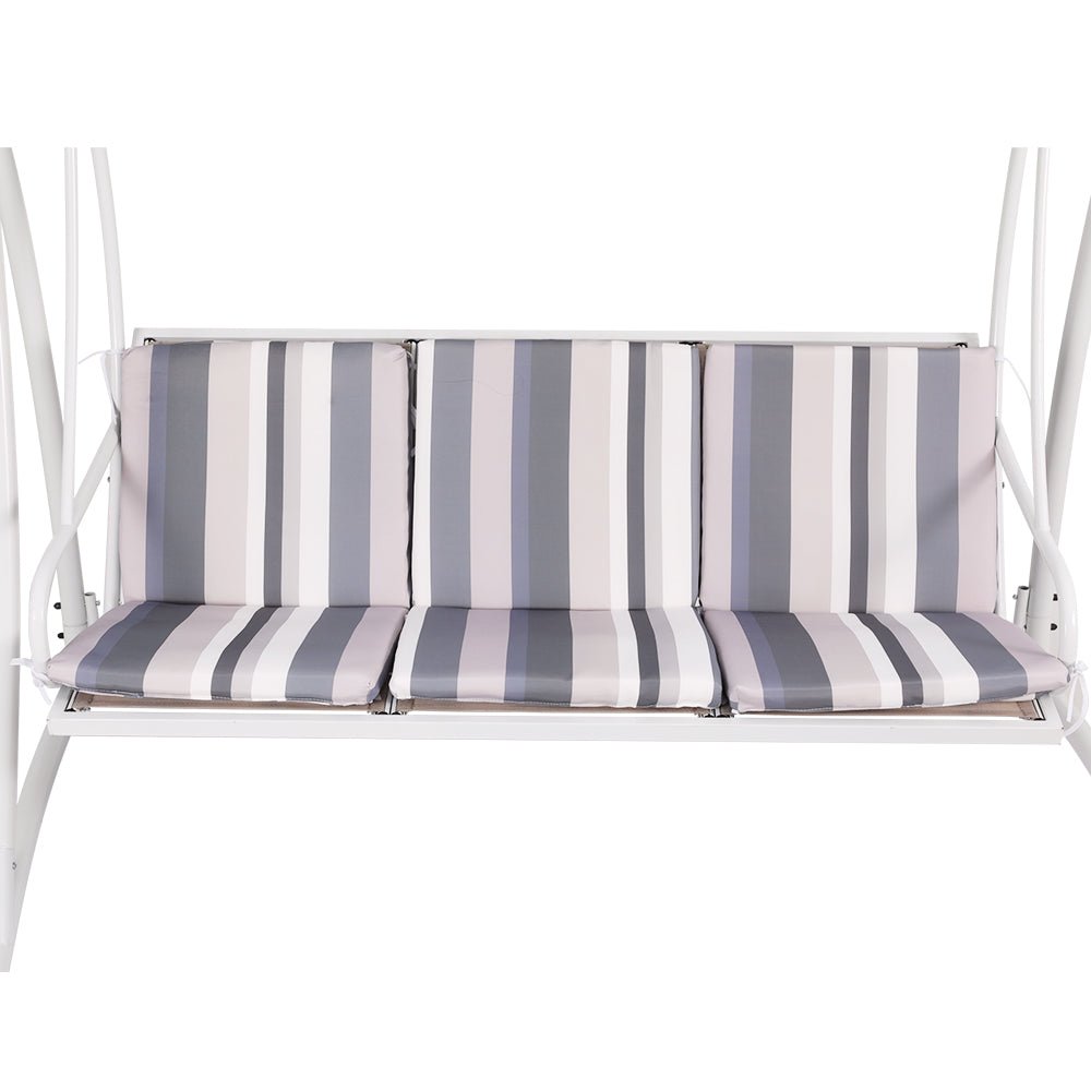 Gardeon Outdoor Swing Chair Garden Bench Furniture Canopy 3 Seater White Grey - OZ Home Deals