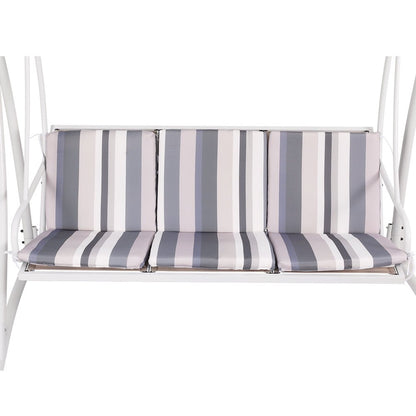 Gardeon Outdoor Swing Chair Garden Bench Furniture Canopy 3 Seater White Grey - OZ Home Deals