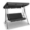 Gardeon Outdoor Swing Chair Garden Chair Bench Furniture Canopy 3 Seater Black - OZ Home Deals