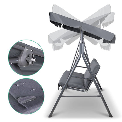 Gardeon Outdoor Swing Chair Garden Chair Bench Furniture Canopy 3 Seater Grey - OZ Home Deals