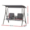 Gardeon Outdoor Swing Chair Garden Chair Canopy Cup Holder 2 Seater Grey - OZ Home Deals
