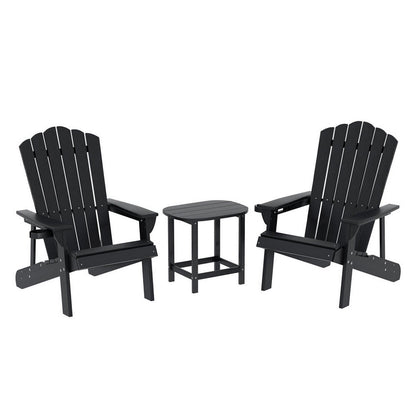 Gardeon Outdoor Table and Chairs HDPE Adirondack Beach Chair Sun Lounge Patio Furniture Garden Black - OZ Home Deals