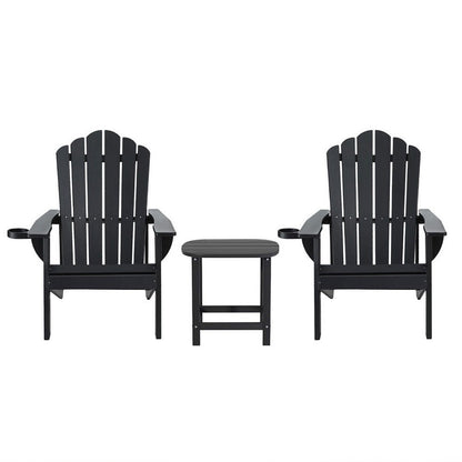 Gardeon Outdoor Table and Chairs HDPE Adirondack Beach Chair Sun Lounge Patio Furniture Garden Black - OZ Home Deals