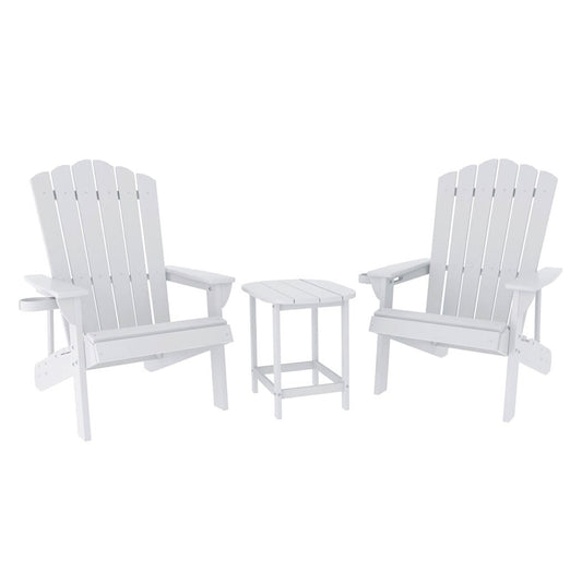 Gardeon Outdoor Table and Chairs HDPE Adirondack Beach Chair Sun Lounge Patio Furniture Garden White - OZ Home Deals
