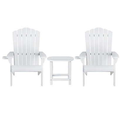 Gardeon Outdoor Table and Chairs HDPE Adirondack Beach Chair Sun Lounge Patio Furniture Garden White - OZ Home Deals
