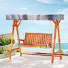 Gardeon Outdoor Wooden Swing Chair Garden Bench Canopy Cushion 3 Seater Teak - OZ Home Deals
