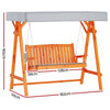 Gardeon Outdoor Wooden Swing Chair Garden Bench Canopy Cushion 3 Seater Teak - OZ Home Deals