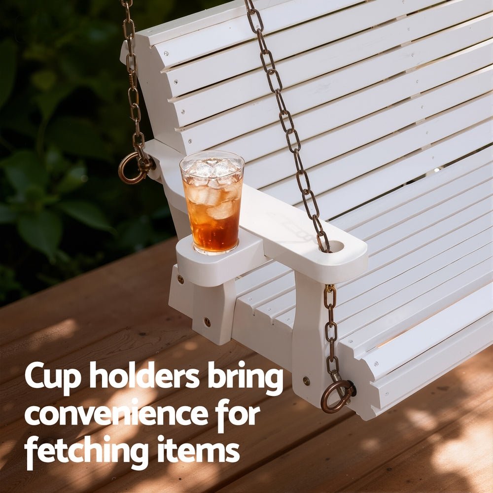 Gardeon Porch Outdoor Swing Chair With Cup Holder Wooden Furniture 2 Seater - OZ Home Deals
