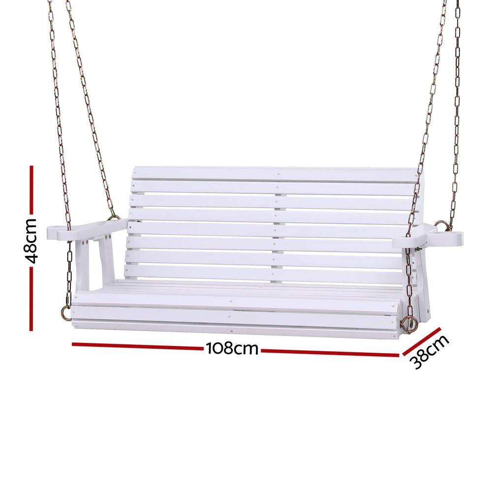 Gardeon Porch Outdoor Swing Chair With Cup Holder Wooden Furniture 2 Seater - OZ Home Deals