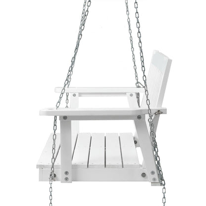 Gardeon Porch Swing Chair with Chain Garden Chair Outdoor Furniture Wooden White - OZ Home Deals