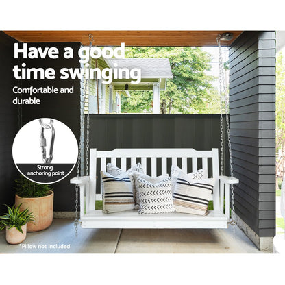 Gardeon Porch Swing Chair with Chain Garden Chair Outdoor Furniture Wooden White - OZ Home Deals