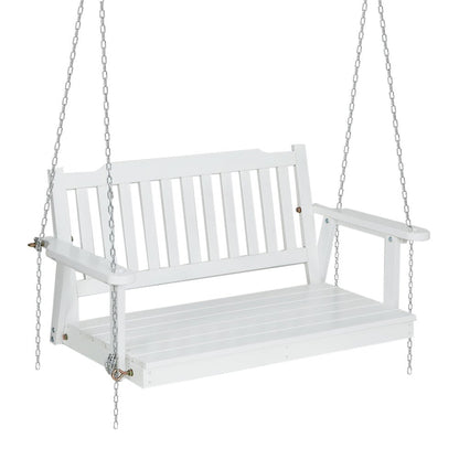 Gardeon Porch Swing Chair with Chain Garden Chair Outdoor Furniture Wooden White - OZ Home Deals