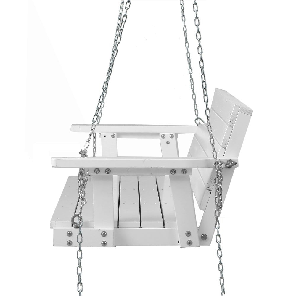Gardeon Porch Swing Chair with Chain Outdoor Furniture 3 Seater Bench Wooden White - OZ Home Deals