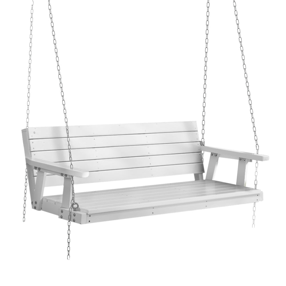 Gardeon Porch Swing Chair with Chain Outdoor Furniture 3 Seater Bench Wooden White - OZ Home Deals