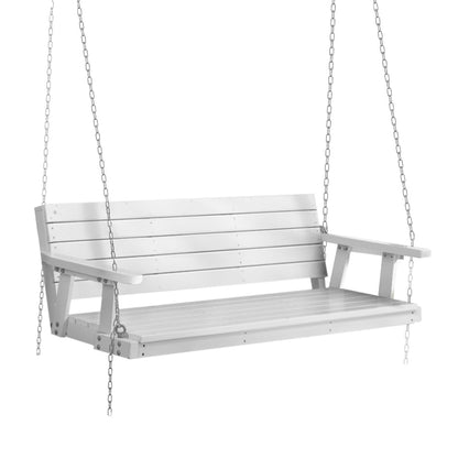 Gardeon Porch Swing Chair with Chain Outdoor Furniture 3 Seater Bench Wooden White - OZ Home Deals