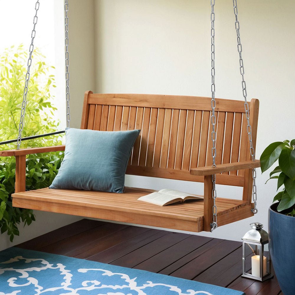 Gardeon Porch Swing Chair With Chain Outdoor Furniture Wooden Bench 2 Seater - OZ Home Deals