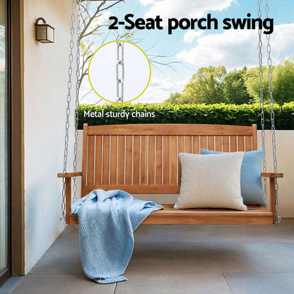 Gardeon Porch Swing Chair With Chain Outdoor Furniture Wooden Bench 2 Seater - OZ Home Deals