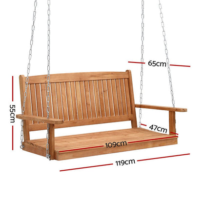 Gardeon Porch Swing Chair With Chain Outdoor Furniture Wooden Bench 2 Seater - OZ Home Deals