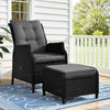 Gardeon Recliner Chair Sun lounge Wicker Lounger Outdoor Furniture Patio Adjustable Black - OZ Home Deals