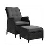 Gardeon Recliner Chair Sun lounge Wicker Lounger Outdoor Furniture Patio Adjustable Black - OZ Home Deals