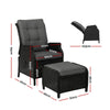 Gardeon Recliner Chair Sun lounge Wicker Lounger Outdoor Furniture Patio Adjustable Black - OZ Home Deals