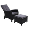 Gardeon Recliner Chair Sun lounge Wicker Lounger Outdoor Patio Furniture Adjustable Black - OZ Home Deals