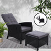 Gardeon Recliner Chair Sun lounge Wicker Lounger Outdoor Patio Furniture Adjustable Black - OZ Home Deals